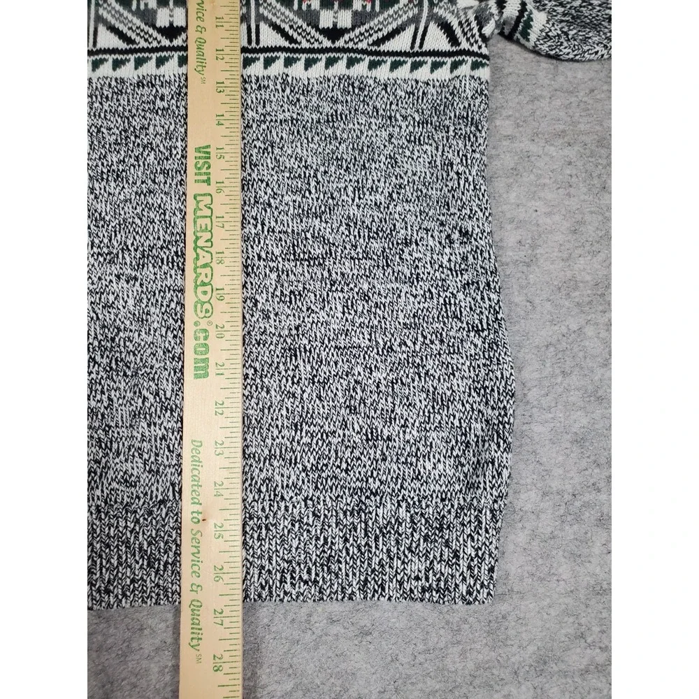 Chaps Men's Grey Geometric Long Sleeve Sweater Button High Neck Casual Size L